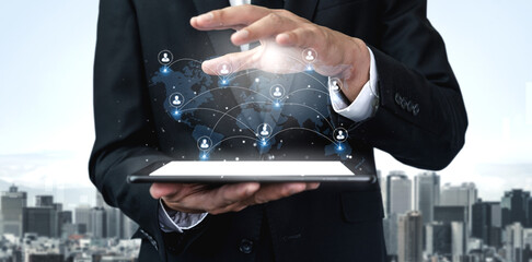 Concept of a global workforce and remote team collaboration. This international network represents professional human resources and social community connections across the world. Fermion