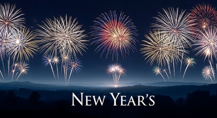 Spectacular fireworks illuminate the night sky celebrating New Year's 2026, radiating joy and hope for a brighter future, a vibrant and dynamic scene