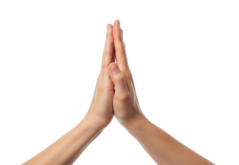 Hands in prayer position transparent background cutout png