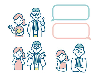 いろいろな表情の医師と看護師のイラストセット