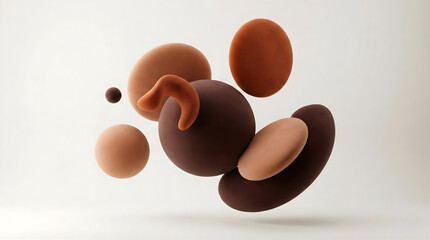 Abstract organic shapes in warm earth tones floating brown