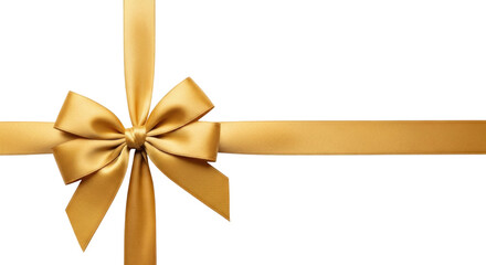 Fototapeta premium Golden ribbon bow on black background transparent background cutout png