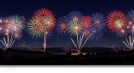 Spectacular fireworks illuminate the night sky celebrating New Year's 2026, radiating joy and hope for a brighter future, a vibrant and dynamic scene