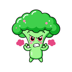 A set of broccoli character emotions. Angry, envious, sloppy.