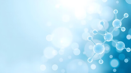 Light Blue Medical Molecule Abstract Background with Scientific 3D Molecular Structure
