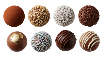Delectable assortment of gourmet chocolate truffles with diverse toppings, perfect for sweet indulgence and festive celebrations