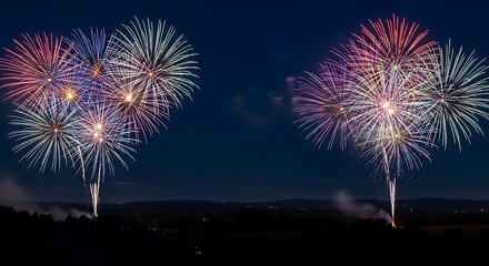 Spectacular fireworks illuminate the night sky celebrating New Year's 2026, radiating joy and hope for a brighter future, a vibrant and dynamic scene