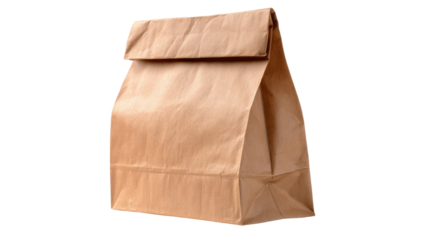 Brown paper shopping bag with twisted handles eco friendly retail grocery packaging studio product photo isolated on white background