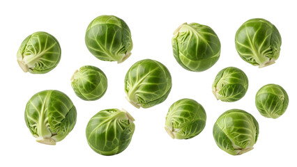 Delicate display of verdant brussels sprouts arrayed on a pristine white surface, showcasing their fresh, natural vibrancy and subtle textures