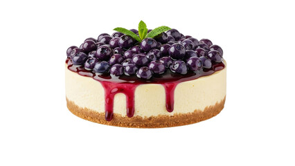 Delectable blueberry cheesecake with fresh mint leaves ready for enjoyment and a special celebration