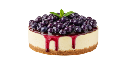 Delectable blueberry cheesecake with fresh mint leaves ready for enjoyment and a special celebration