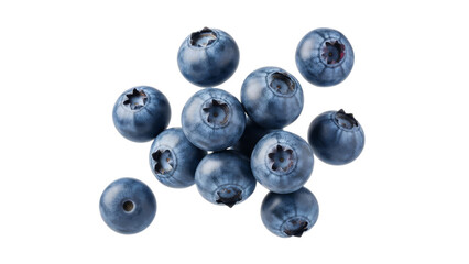 A Cluster of Fresh Blueberries Floating Against a Pristine White Backdrop, Showcasing Their Vibrant Color and Natural Texture