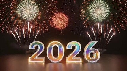 Dynamic fireworks celebration bids farewell to 2025 and welcomes the exciting arrival of 2026 in a stunning visual sequence