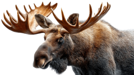 Majestic Moose: A stunning image showcasing a large moose, a symbol of wilderness, with its impressive antlers. Its strong physique is in full display.