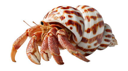 Hermit Crab&rsquo;s Exquisite Shell: This close-up unveils a striking hermit crab, showcasing its patterned shell and fascinating anatomy, a symbol of nature's beauty and adaptation.