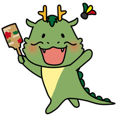 羽付きで遊ぶかわいい龍