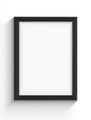 Framed Minimalism: An elegant black picture frame stands as a testament to the power of design, casting a subtle shadow on the plain surface, offering a canvas for your creative vision.