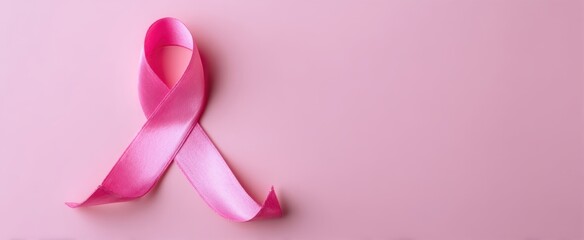 Fototapeta premium The Pink Ribbon Symbolizing Breast Cancer Awareness on Soft Pastel Background