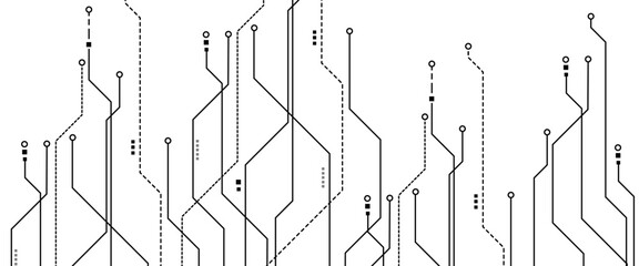 Abstract white and black digital technology futuristic circuit board background design.