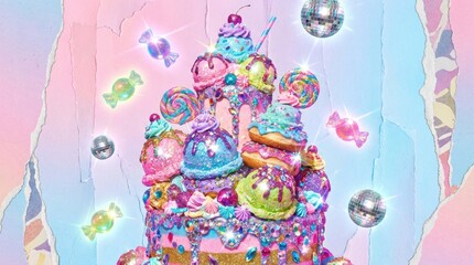 Sweeten your designs with this vibrant, colorful cake explosion perfect for party invites, whimsical blogs, or playful branding with a fun, sugary vibe