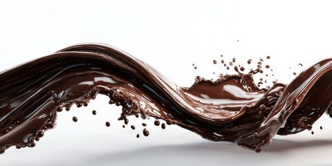 Fototapeta premium The Chocolate Splash Wave Captured in Motion Over White Background for Advertising