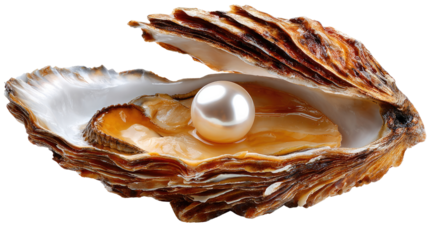 A Pearl of Perfection: A lustrous, pristine pearl rests delicately within an open oyster shell, embodying rarity and timeless beauty. This image evokes feelings of luxury, sophistication.