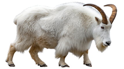 Majestic Mountain Goat: An image of a lone mountain goat navigating through rugged terrain. Captured with the crispness of nature's untouched beauty.