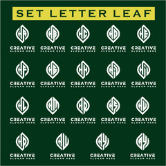 Set Letter Leaf Monogram Logo Design Vector