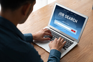 Online job search on modish website for worker to search for job opportunities on the recruitment...