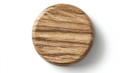 Round wooden piece features a detailed grain pattern and smooth finish, ideal for coasters or decorative accents in home settings. The natural color provides a warm touch.