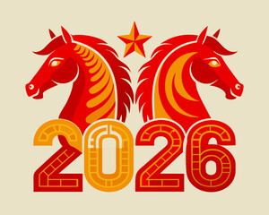 Horse new year 2026 zodiac design Vector