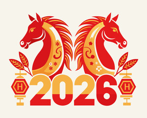 Horse chinese new year 2026 Vector
