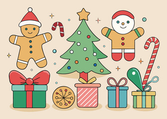 Christmas holiday elements illustration Vector