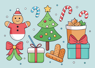 Christmas holiday decorations Vector