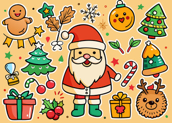 set of christmas and new year