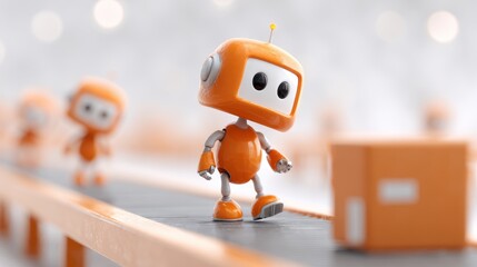 Colorful AI robots on a production line creating chaos, showcasing the intricate process of robotic assembly and automation in a vibrant environment