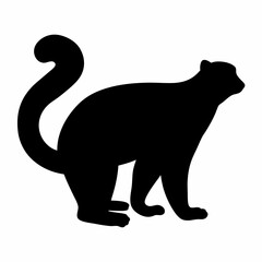 Black silhouette of a small mammal with a fluffy tail and furry body