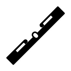Minimal Spirit Level Measurement Tool Icon- Black spirit level tool silhouette isolated on white background, symbolizing measurement, precision, alignment, and construction or DIY workmanship
