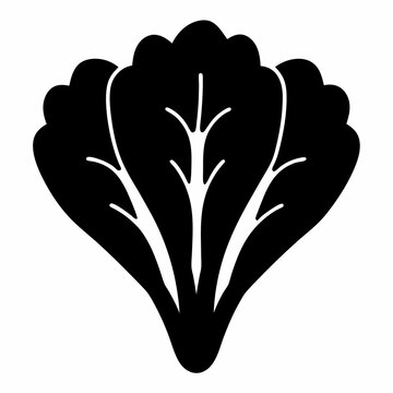Minimalist black silhouette of a vibrant and healthy chard or lettuce leaf