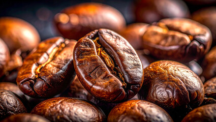 Obraz premium Close up of Freshly Roasted Coffee Beans
