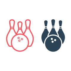 Bowling pin icons set Bowling game Simple Logo template Bowling club tournaments Sport illustration