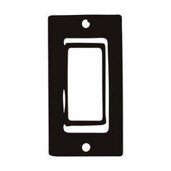 Stylized light switch plate cover in black and white illustration