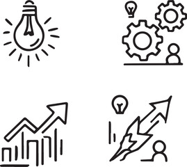 Business Growth & Innovation Icons – Minimal Line Art Vector Set