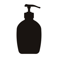 Elegant black silhouette of a refillable dispenser bottle with pump applicator