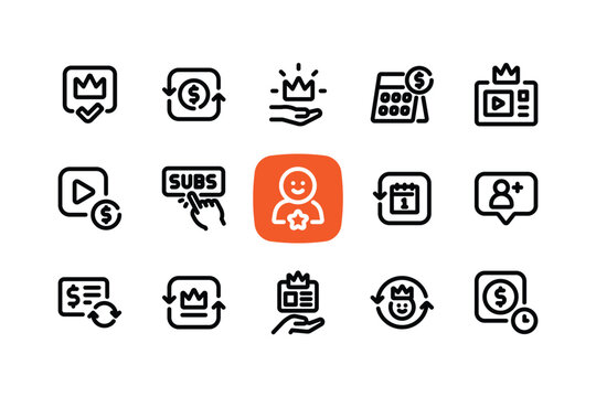 Outline subscription icon design set