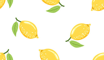 Seamless pattern with cute lemon. 
