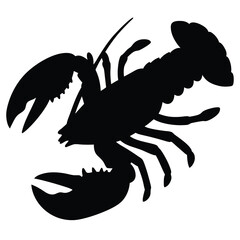 Silhouette of a Lobster with Large Claws and Prominent Features