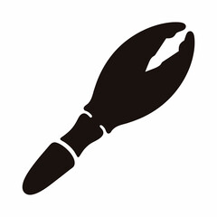 Black and white illustration of a lobster claw tool silhouette isolated