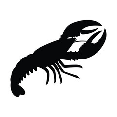 Black silhouette of a lobster isolated on a white background image