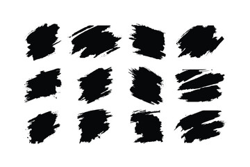 Abstract Black Paint Brush Strokes Set for Modern Graphic Design, Branding, Logo Creation, Poster, Social Media Content, Hand Drawn Art, Grunge Texture and Creative Background